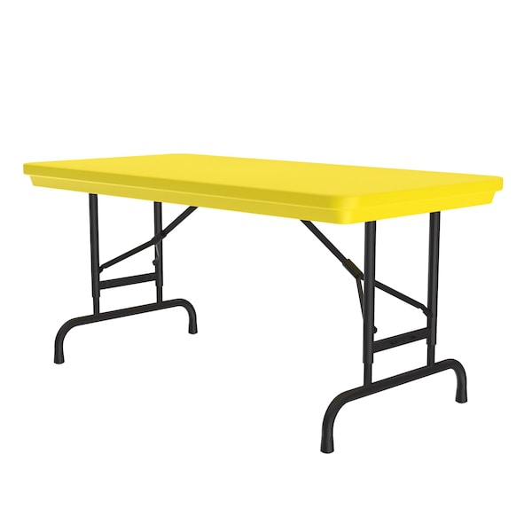 Rectangle Heavy Duty Commerical Adjustable Height Plastic Folding Table, 24" W, 48" L, 22" to 32" H